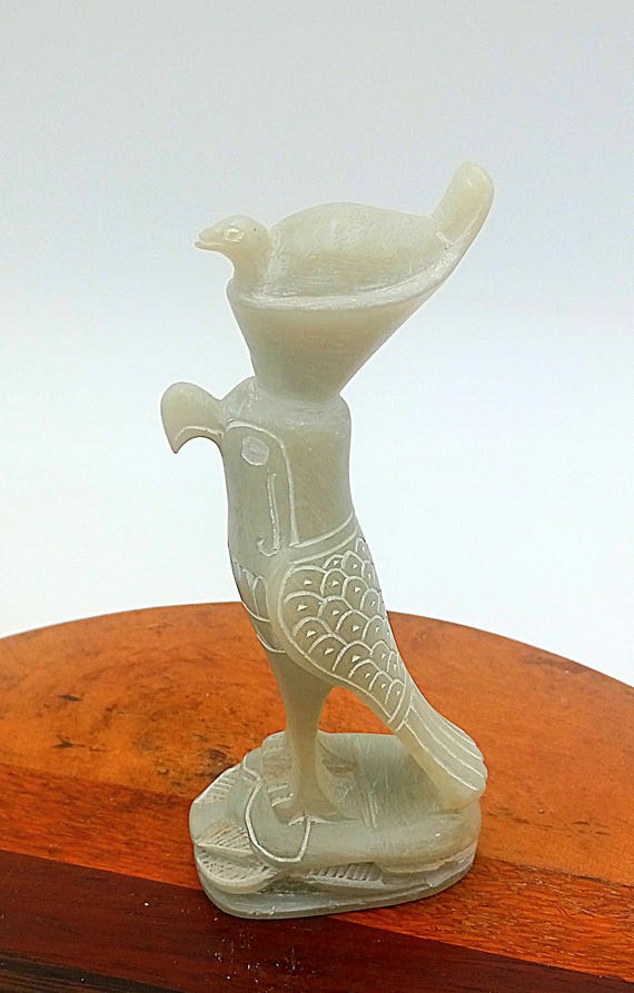 Vintage Egyptian Hand Carved Soap Stone Horus Falcon God of the
