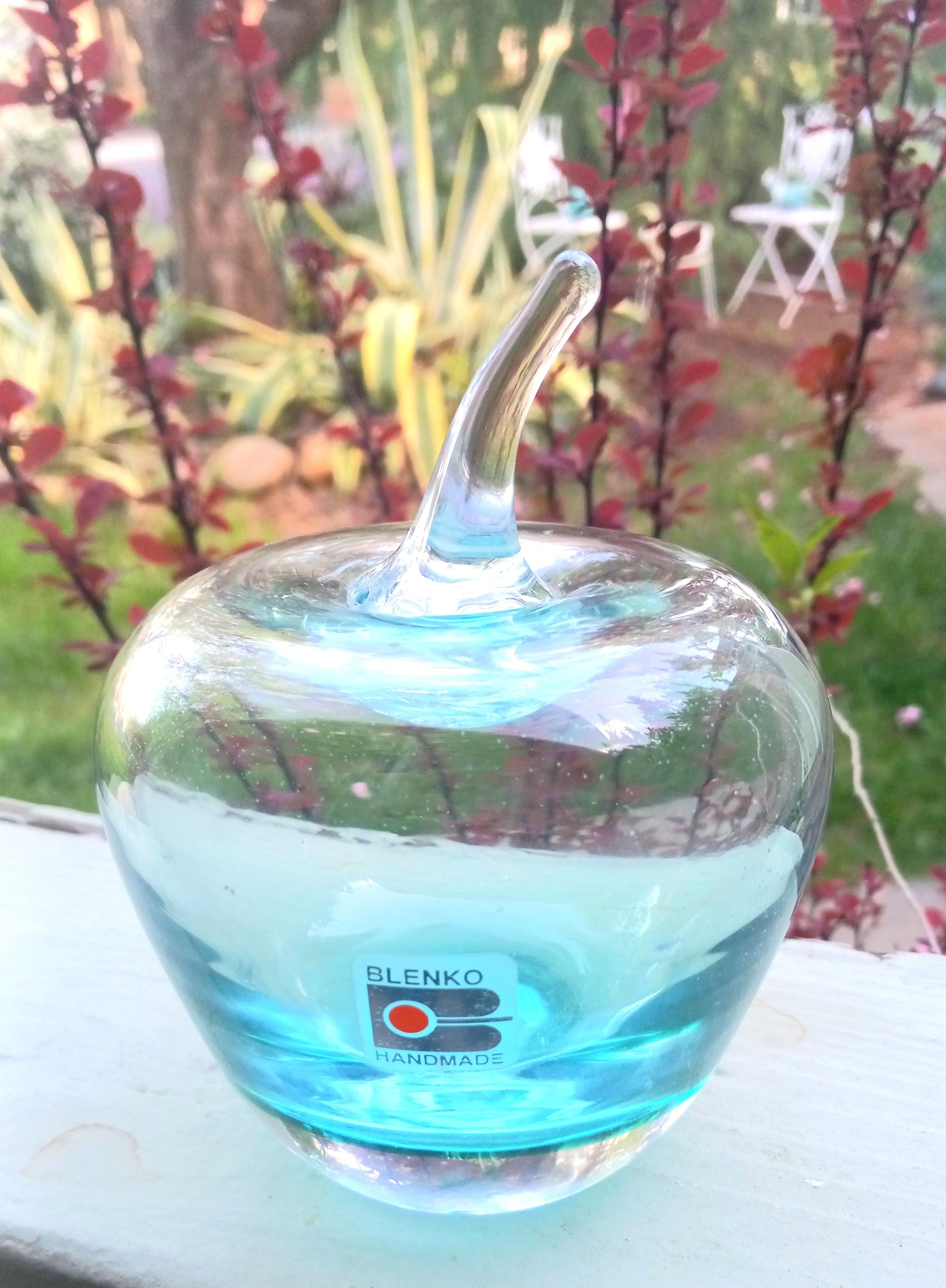 【希少】Vintage Blenko Art Glass アメリカビンテージ Vintage Blenko Art Glass Cobalt Blue Crackle Glass Pitcher, 5