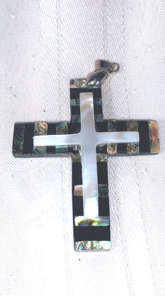 Natural Abalone Inlay Shell Large Cross Shape Aba… - image 4