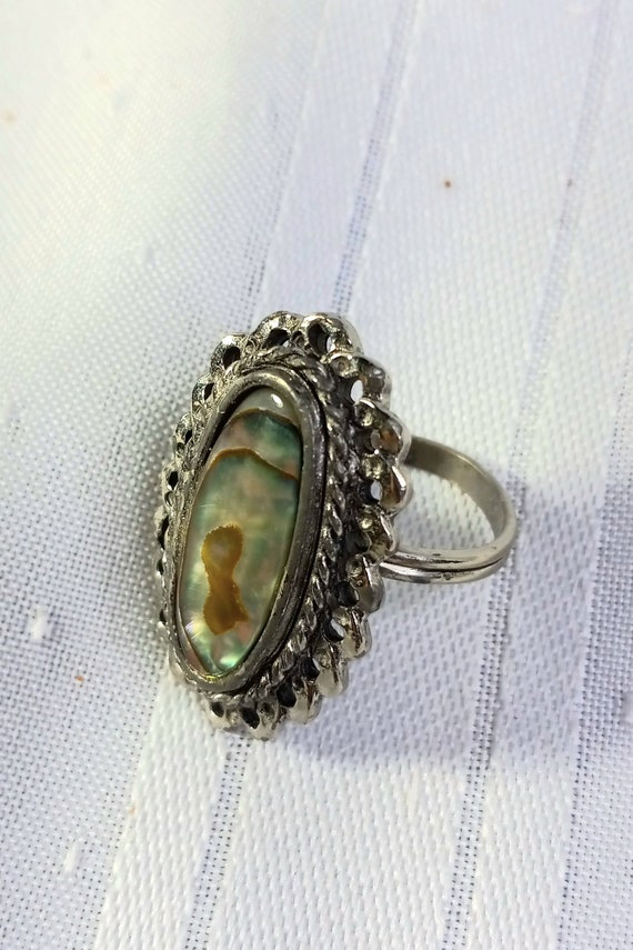 1960s Retro Vintage Silver Abalone Mother Of Pearl