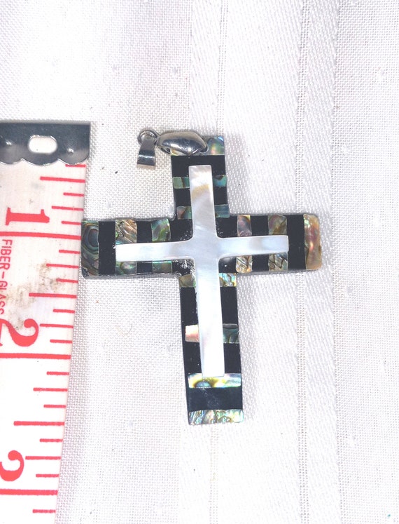 Natural Abalone Inlay Shell Large Cross Shape Aba… - image 2