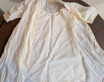 Vintage Christening Handmade Newborn Gown and Robe. Infant Linen and embroidery dress. Read