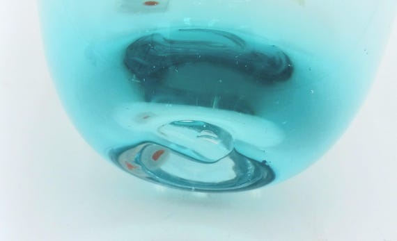 Blenko Hand Blown Art Glass Blue-green Apple 6