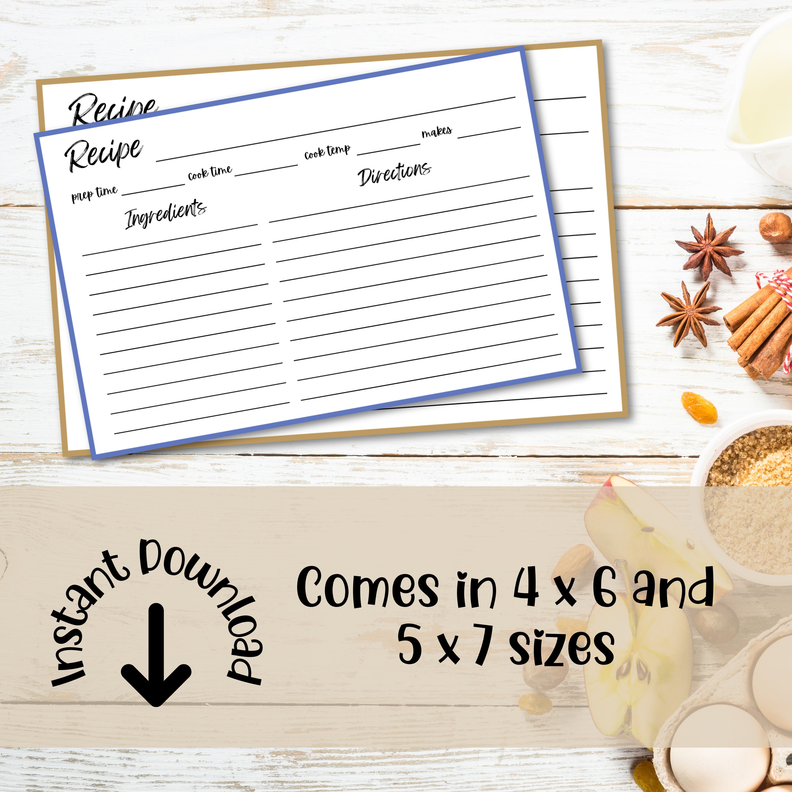 Minimalist Color Coded Recipe Card, Simple Kitchen Organization ...