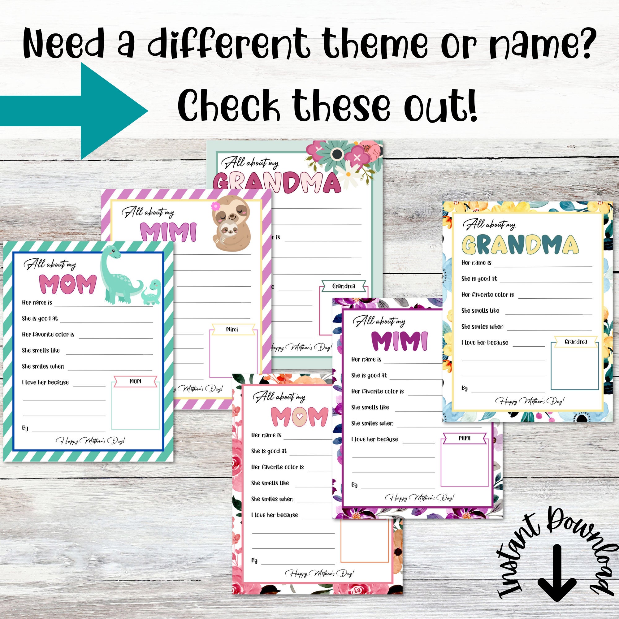 All About My Mimi Printable, Mother's Day Gift Idea From Grandchild ...