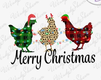 Merry Chicken Christmas PNG, Christmas, Santa Hat Design, Chicken Love, Sublimation Design, Print & Cut, Sublimation, Instant Download, PNG