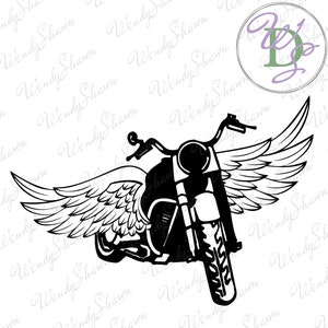 Winged Motorcycle ClipArt/Angel Wings/Motorcycle/Digital File/Instant Download/SVG/PNG/DXF