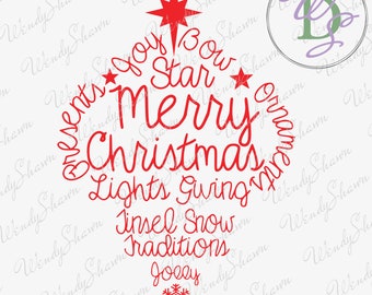 Christmas Ornament Word Art/Holiday Word Art/Cut File/Silhouette/Cricut/Sublimation/Digital Print/Digital File/Instant Download/SVG/PNG/DXF