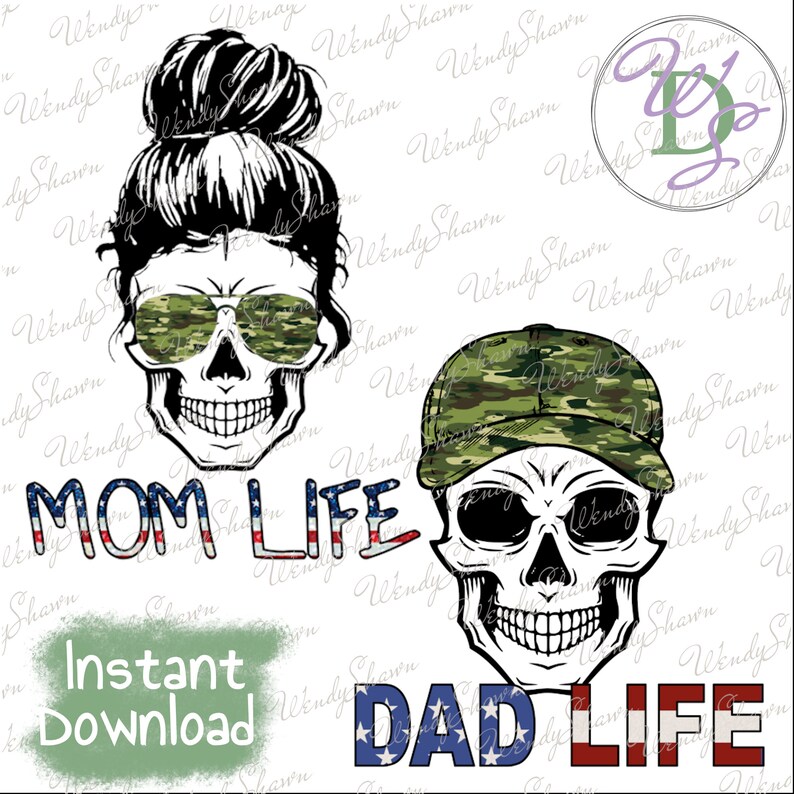 Download Dad Life Skull Png/Mom Life Skull Png/American Mom/American | Etsy