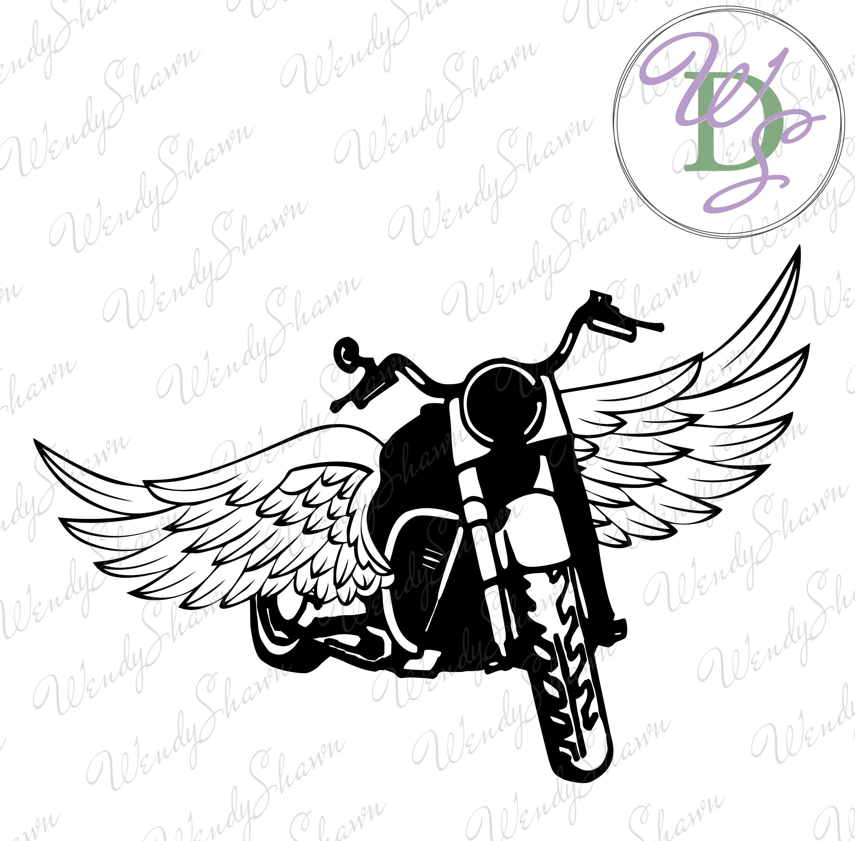 Motorcycle With Wings Ribbon Grange Svg Motorcycle Svg Motorbike Svg