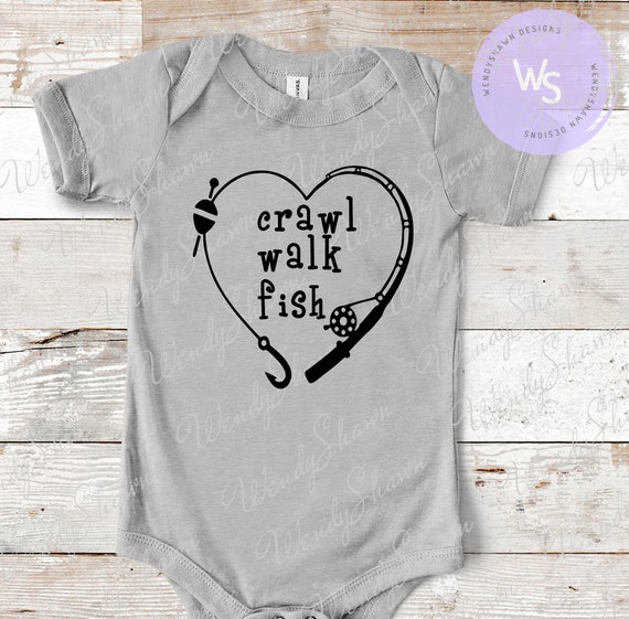 Crawl Walk Fish/baby Fishing Shirt/ Kid Fishing Shirt/sublimation
