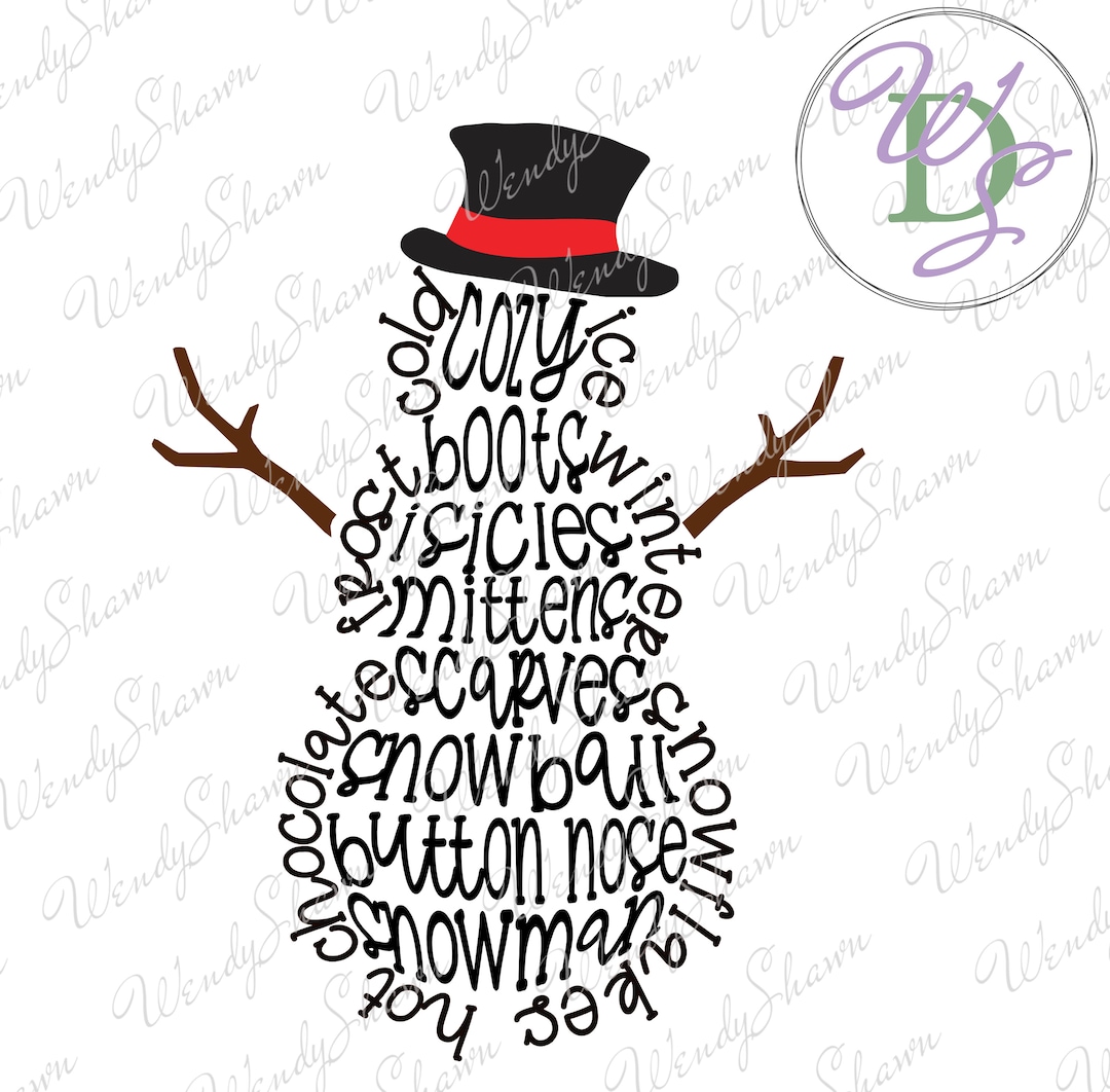 Snowman Word Art/holiday Word Art/cut File/silhouette/cricut