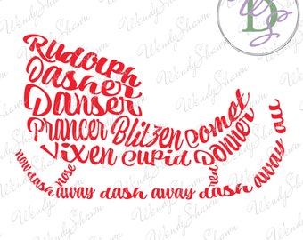 Christmas Sleigh Word Art/Holiday Word Art/Cut File/Silhouette/Cricut/Sublimation/Digital Print/Digital File/Instant Download/SVG/PNG/DXF