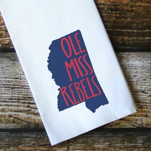Ole Miss Mississippi Rebels, Flour Sack Tea Towel, Kitchen Towel, Kitchen Décor, Dish Towel, Hostess Gift