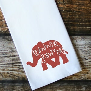 Alabama Roll Tide, Rammer Jammer, Flour Sack Tea Towel, Kitchen Towel, Kitchen Décor, Dish Towel, Hostess Gift