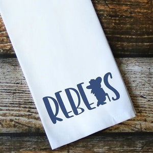 Ole Miss Mississippi Rebels, Colonel Reb, Flour Sack Tea Towel, Kitchen Towel, Kitchen Décor, Dish Towel, Hostess Gift