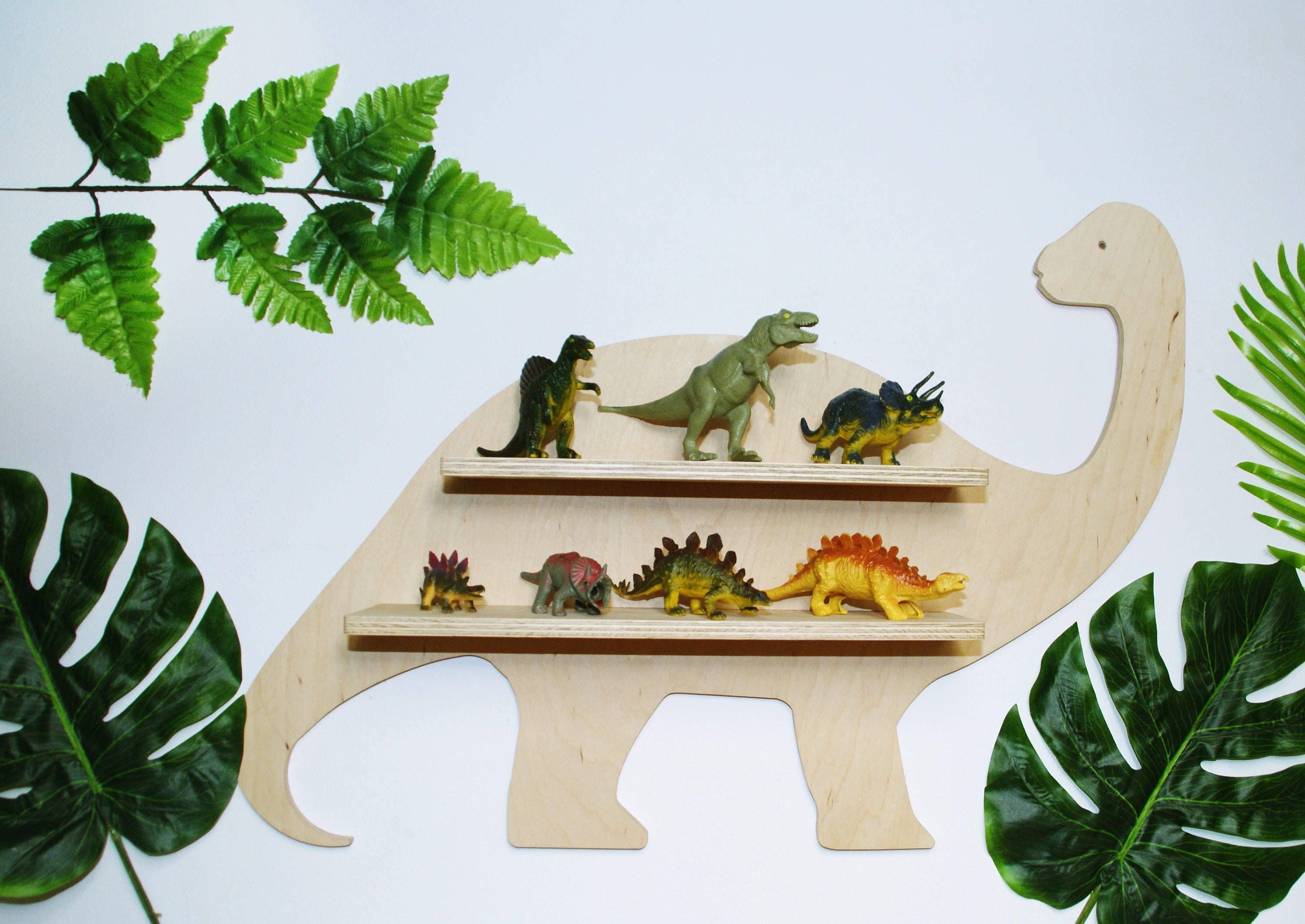 Etagère dinosaure pour enfant Diplo en bois naturel de Talo - Casalou