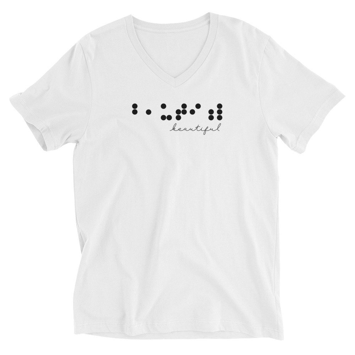 Braille Shirt Beautiful Braille Shirt White V Neck Braille Etsy