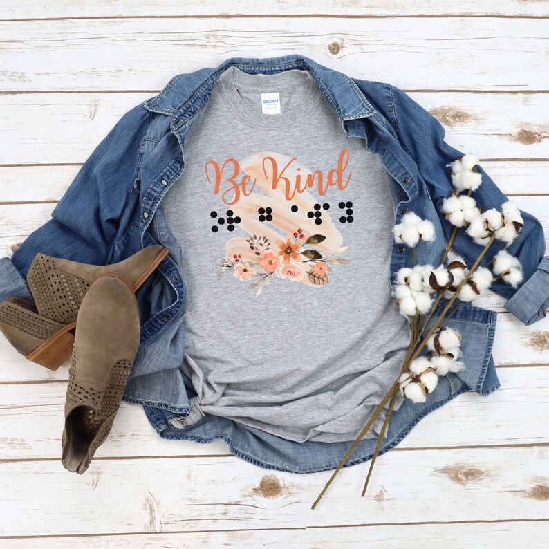 Be Kind or Go Away Shirt Be Kind Braille Shirt Braillist Etsy