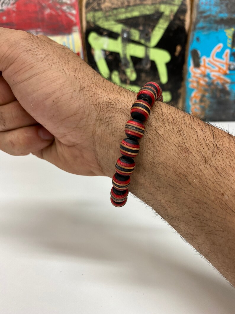 Skateboard Bead Bracelet Skateboard Jewelry Wood Bead Bracelet | Etsy