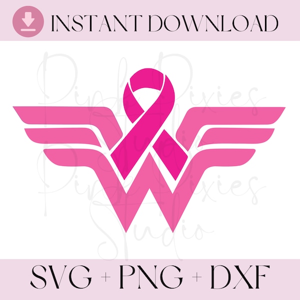 Breast Cancer Woman SVG, DXF and PNG format, Breast Cancer Super hero logo SVg, Breast Cancer Awareness svg