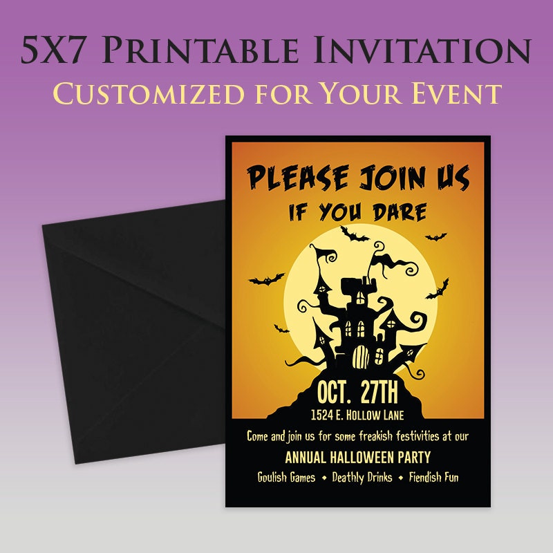 Printable 5X7 Halloween Party Invitation Customized for your | Etsy