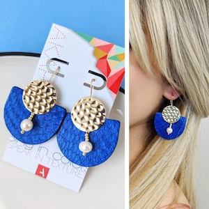 Salmon Skin Earrings, 24k Gold Filled Fish Hook Earring, Pearl huggie Earring, Fish Skin Earring Made in Alaska, Upcycled Ethical Jewelry