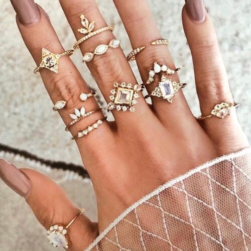 Boho Ring Set. Vintage Gold Heirloom Boho Ring Set. Bohemian Etsy