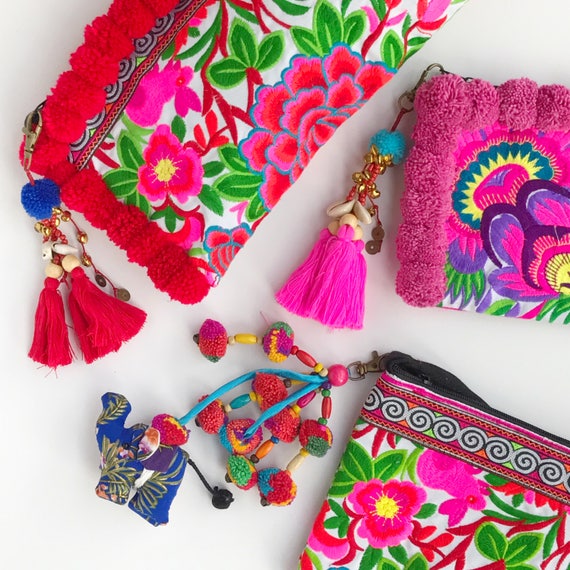 Pom Pom Keychain. Tassel Keychain. Pom Pom Accessories. Pom Etsy