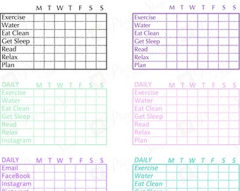 Colorful HABIT TRACKER Functional Planner Printable Sticker | Etsy