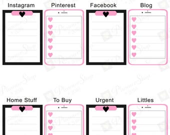 Social Media Pink Heart iPad Clipboard To Do | PLANNER Stickers | Planner Printable | To Do Clipboard | Happy Planner Sticker