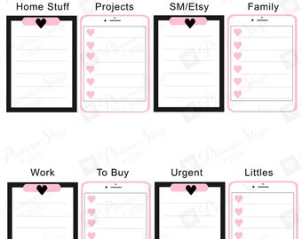 Dusty Pink Heart iPad Clipboard To Do PLANNER Stickers | Planner Printable |To Do Clipboard | Happy Planner Row Template | INSTANT Download