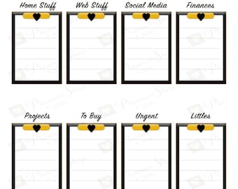 Gold TO DO CLIPBOARD Stickers | Happy Planner Printable | Planner Row Template | Planner Stickers | Instant Download