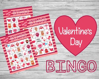 Valentine's Day Bingo with 20 Bingo Cards - Printable - Instant Download - Valentine - Valentine's Day Game - Class Set
