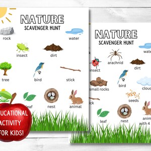 Printable Nature Scavenger Hunt for Kids - Preschool and Elementary - Outdoors - Homeschool - Unschool - 1000 Hours Outside
