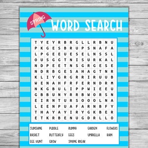 Spring Word Search - Printable PDF - Elementary - Middle School - Activity - Easter - Fun - For Kids
