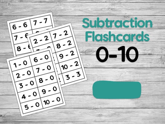 Sequence Kids Subtraction Facts To 20 Flashcards For 1st & 2nd Grade ...