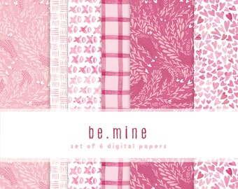 Pink Watercolor Digital Paper Set: Fuschia Scrapbook Paper (12x12 JPGs)