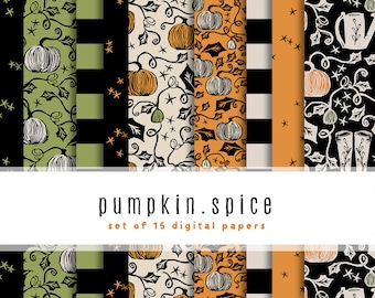 Pumpkin Spice Scrapbook Paper: Harvest Digital Paper Set (12x12 JPGs)