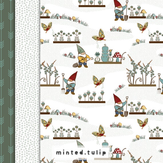 Teal and Khaki and { 12 } Digital Embellishments Gardening Gnomes Digital Scrapbooking Paper Collection { Set of 10 } in Red