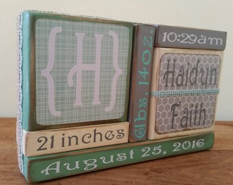 Personalized Baby Announcement Blocks