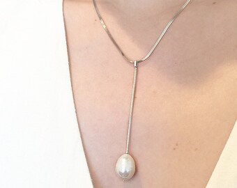 Silver Snake Pearl Necklace