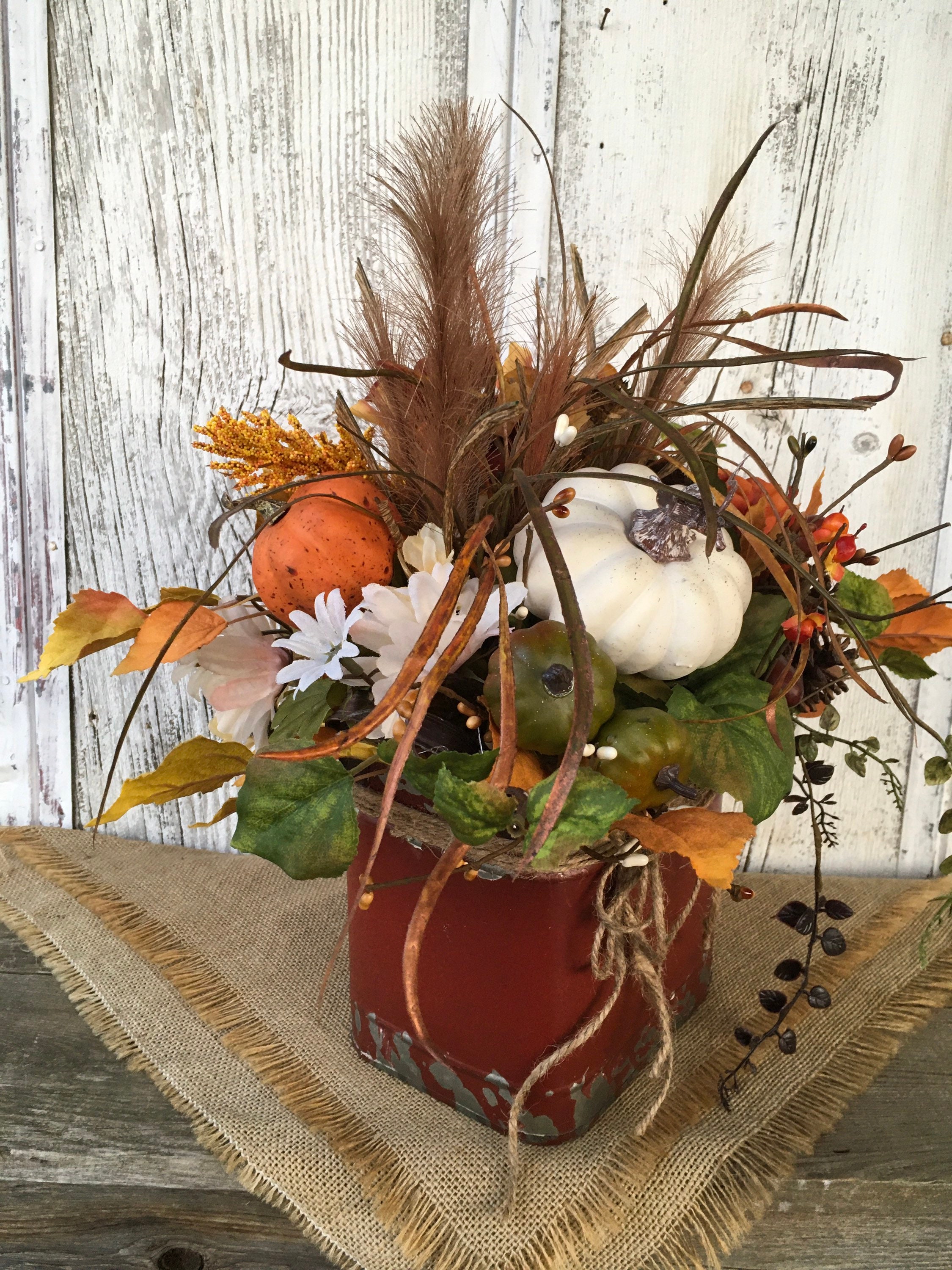 Fall Floral and Pumpkin Centerpieceautumn Table - Etsy