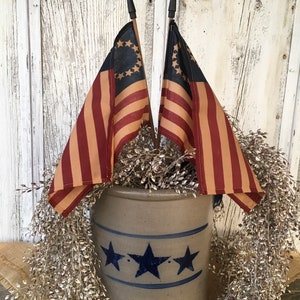 A Pair of Tea Stained Betsy Ross Flags~Americana Betsy Ross Flags~Patriotic Decor~Independence Day Flags~Memorial Day Flags~Primitive Flag