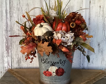 Fall Centerpiece: Copper Bucket Planter