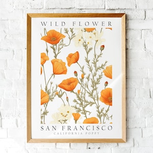 California Poppy, The Wild Flower of San Francisco, Poster Print, Wall Décor