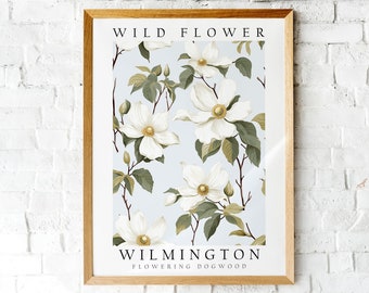 Flowering Dogwood, The Wild Flower of Wilmington, Poster Print, Wall Décor