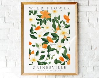 Orange Blossom, The Wild Flower of Gainesville, Poster Print, Wall Décor