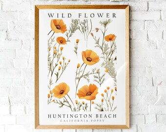 California Poppy, The Wild Flower of Huntington Beach, Poster Print, Wall Décor