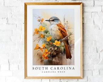 Carolina Wren, The State Bird of South Carolina, Poster Print, Wall Décor